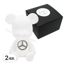 라띠크제이 엠블럼 베어 차량용 방향제 벤츠 화이트 + 리필 베이비파우더 5ml, 2세트