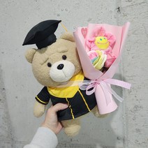 조화 학사모 테드인형 졸업식 꽃다발, 랜덤발송