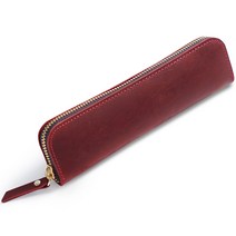 아뜰라임 심플 만년필 소가죽 필통, 레드, 1개