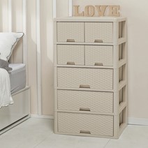 라탄 양면 수납장 더블 5단, 베이지