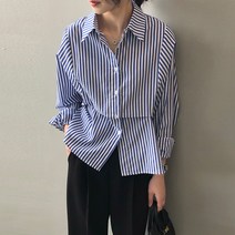 마이시즌 여성용 핀치 주름 카라 셔츠