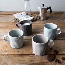 하우밍 스테이 머그컵 450ml x 4p, 웜그레이, 미스티그린, 포그블루, 다크그레이, 1세트