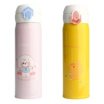 상상앤드 풍냥 멍지 텀블러 2p, 핑크, 옐로우, 500ml