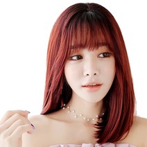 하이유니 허그 펌 헤어 중단발 통가발 가발 45cm + 가발망 + 거치대 세트, 통가발(와인브라운), 랜덤발송(가발망, 거치대), 1세트