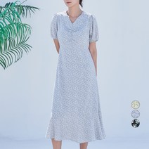 아피나르 셔링 플라워 반팔 원피스