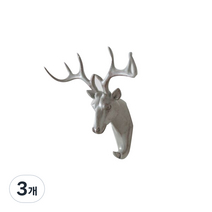 인테리어 사슴 후크, 빈티지실버, 3개