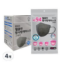 웰클린 황사 방역 마스크 중형 KF94 그레이, 50개입, 4개