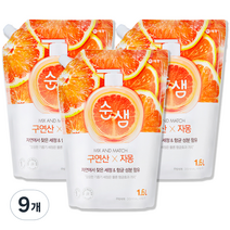 순샘 구연산 자몽 주방세제 리필, 1.6L, 9개