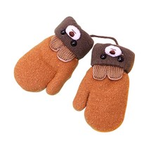 유아용 와우키즈 곰돌이 얼굴 니트 엄지 장갑