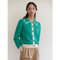 여성용 BUTTON COLLAR CABLE CARDIGAN