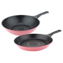 키친아트 본 핑크 후라이팬 28cm 2종 세트, 프라이팬 + 궁중팬(28cm), 1세트