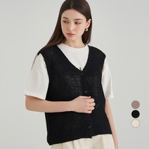 ELLE PARIS 릴렉스핏 부클 버튼 베스트 가디건