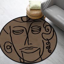 어글리 엉클 페이스 드로잉 추상 원형 러그