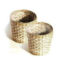 도시정원 라탄 왕골 투톤 돗자리 바구니 대, 2개