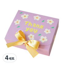 도나앤데코 직사각 선물 포장 상자 소 5p + 리본 5p, 데이지 퍼플, 4세트
