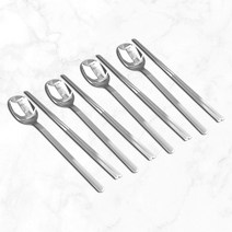 윌리브 국내산 304스텐 드고아 세라믹 수저 4벌 세트, 그레이, 숟가락 4p + 젓가락 4p