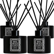 부케가르니 딥 블랙 디퓨저 200ml x 4종 세트, 블랙체리, 소프트코튼, 화이트머스크, 일랑일랑