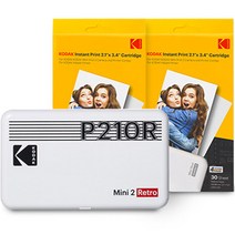 [휴대폰인화기] 코닥 미니 3 레트로 번들 휴대용 포토프린터 카트리지 60p white, P300