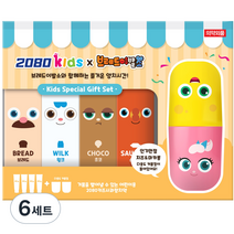 2080 브레드이발소 어린이 치약 80g x 4종 + 치즈 앤 마카롱 커플컵 세트, 6세트