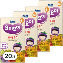 매일유업 맘마밀 요미요미 유기농 주스 사과배포도, 20개, 125ml, 20개