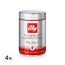 일리 클라시코 모카 분쇄 커피, 모카포트, 250g, 4개
