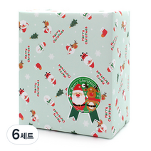 피크닉앤패키지 포장지 10p + 스티커 10p 세트, 산타와루돌프(포장지), xmas메달(스티커), 6세트