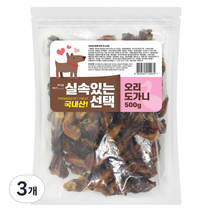펫츠몬 실속있는선택 애견 수제간식 500g, 오리도가니, 3개