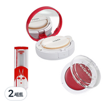 레시피박스 어린이 러브미 어썸 레드 메이크업 세트, 립스틱 3.5g + 블러셔 3g + 썬쿠션 15g, 2세트