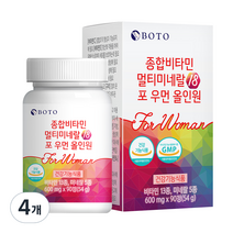 보뚜 종합비타민 멀티미네랄18 포 우먼 올인원 54g, 90정, 4개