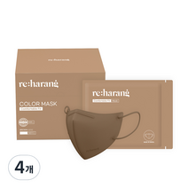 리하랑 컴포터블핏 새부리형 컬러마스크 대형, 50매, 4개, 브라운