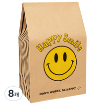 좋은기븐 행복한 스마일 종이봉투 중 40p 1 + 1, 옐로우 + 블랙, 8개