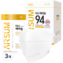 다나마스크 에어숨 컬러 대형 KF94, 50개입, 3개, 화이트
