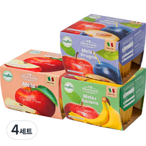 네추럴누바 유기농 누바퓨레 끙아 과일퓨레 사과 + 푸룬 + 바나나, 혼합맛(사과/ 푸른/바나나), 4세트