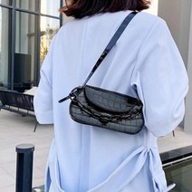 둥근 스톤 패턴 레트로 미니 바게트백 PRD11479