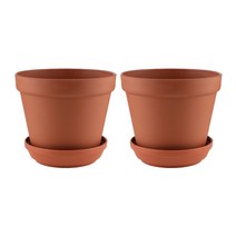 폴란드 플라스틱 테라코타 화분 GLINKA-TERRACOTTA15 2p, 브라운