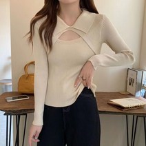 여성용 구디프 스타일펀칭 니트 티셔츠