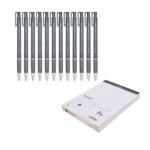 신지 유성 볼펜 0.5mm 12p + 시그니처 리갈패드 B5 5p 세트, 블랙(볼펜), 화이트(패드), 1세트