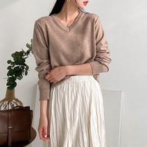 뜨개진 여성용 캐시 센트 브이넥 니트