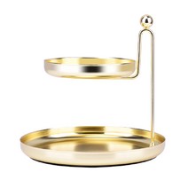 2단 정리 수납 원형 선반 골드 YT_RA954, 1개