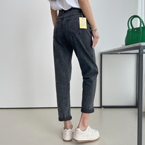 세컨그라운드 여성용 보이핏 블랙 데님 팬츠 숏