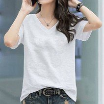 마더브띠 여성용 브이넥 패션 기본 반팔 티셔츠