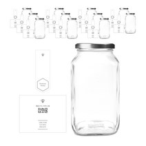 사각유자 꿀병 1.5L + 러그캡 실버 + 병스티커 심플 잡화꿀 L + 봉인스티커 세트, 12세트