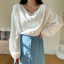 린다샵 셔링 브이 스트링소매 블라우스 BL4398K21