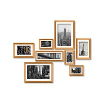 데코 인테리어 모던시티 액자 포인트 스티커, 사진(뉴욕 8종) + 프레임(내추럴우드 + 내부프레임)