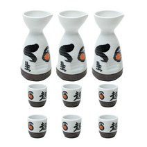 오체어스 A 그립 붓 터치 도자기 술병 + 술잔 2p 세트, 3세트, 술병 3p + 술잔 6p
