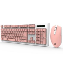 큐센 무선 키보드 + 마우스 + 키스킨 세트, 핑크, 일반형, MK450