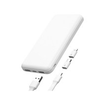 비즈 슬림 듀얼 보조배터리 10 000mAh + C타입 8핀젠더 세트, 화이트, BZ-BP10000