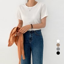 바블링브룩 여성용 베이직 골지 반팔 티셔츠