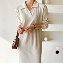 보에리에 여성용 데일리 오버핏 카라 롱 원피스