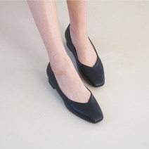 벨라노이 여성용 사각코 발편한 V라인 오피스 정장 미들굽 구두 3cm